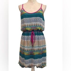 City Triangles sundress in Aztec print high-lo and super strappy tie at waist UU